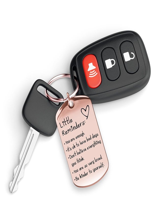 OUMILAN Little Reminders Keychain Inspiration Gifts for Women Men Affirmation Uplifting Mental Health You Are Enough Keyring (Rose Gold) - Image 5